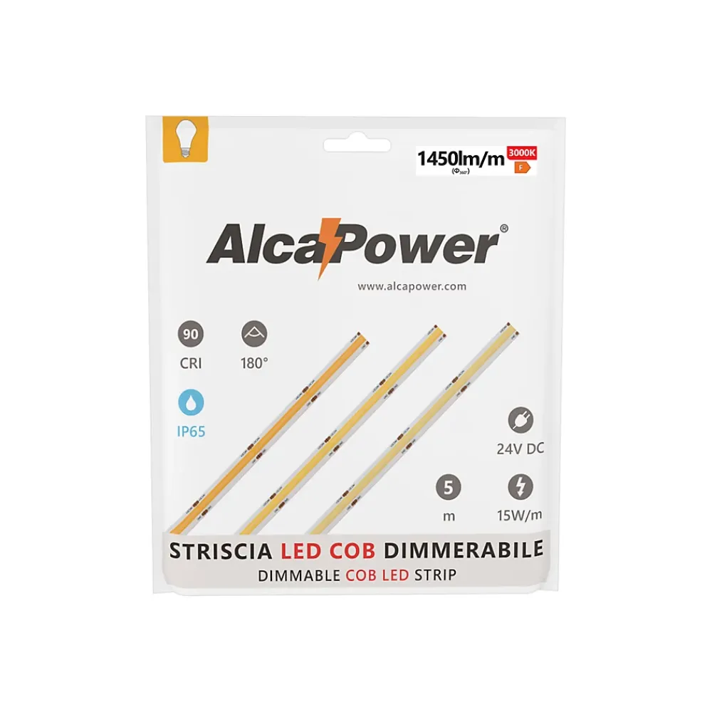 Alcapower Panneau Led<Bande LED COB IP65 monochrome 5m 15W/MT 24V 4000K
