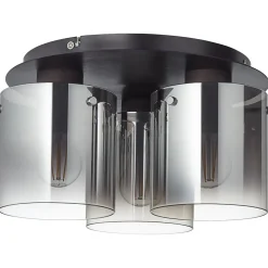 Best Brilliant BETH Plafonnier 3L café/verre fumé E27 60W verre/métal ampoule non incluse