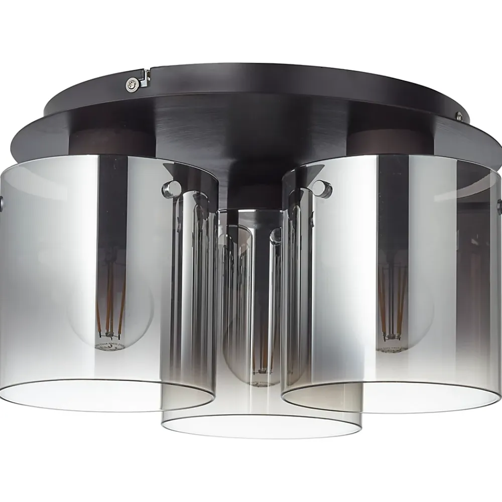 Best Brilliant BETH Plafonnier 3L café/verre fumé E27 60W verre/métal ampoule non incluse