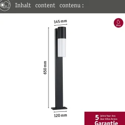 Best Paulmann Borne lumineuse Tralia IP44 650mm max. 10W 230V Anthracite E27 Aluminium