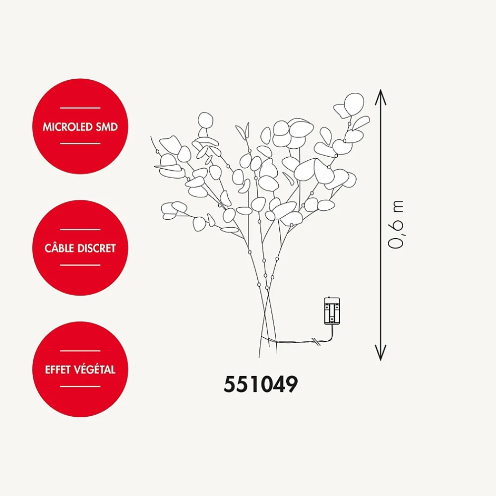 3M France Guirlande Lumineuse Extérieure<Branches lumineuses d'eucalyptus à piles - Chromex
