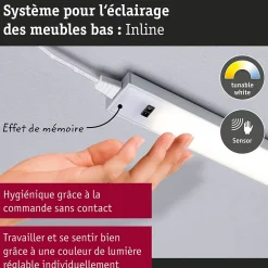 Paulmann Éclairage sous-meubles LED Inline Kit d'extension Tunable White 2x6W 550x26mm 2x500lm 24V Chrome mat