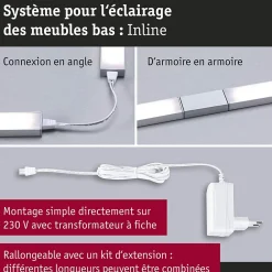 Paulmann Spot Sous Meuble<Éclairage sous-meubles LED Inline Kit de démarrage Tunable White 2x6W 550x26mm 2x500lm 24V Chrome mat