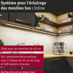 Paulmann Spot Sous Meuble<Éclairage sous-meubles LED Inline Kit d'extension Tunable White 2x4W 350x26mm 2x350lm 24V Blanc dépoli