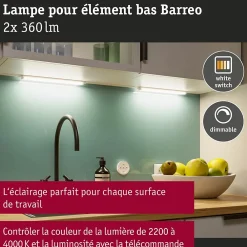 Paulmann Spot Sous Meuble<Éclairage sous-meubles LED Barreo 2x3,3W 300x22mm 2x300lm 230/24V Blanc