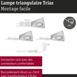 Clearance Paulmann Éclairage sous-meubles LED Trias Détecteur de proximité Kit de 3 3x2,7W 135x132mm 3x185lm 230/12V Acier brossé