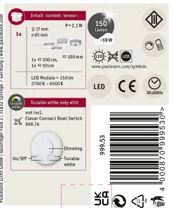 New Paulmann Clever Connect Spot LED Disc Tunable White 2,1W Chrome mat