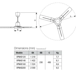 Vortice Ventilateur De Plafond<Déstratificateur à pâles en métal 160cm - - VPNHD160