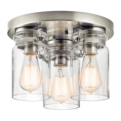 Best Elstead Lighting Elstead Brinley - Plafonnier à 3 ampoules, nickel brossé, E27