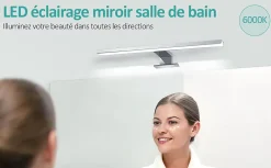 Clearance EMKE Applique murale LED pour salle de bain, 40 x 15 cm, 6000 K, blanc, 3 méthodes d'installation