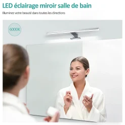 Clearance EMKE Applique murale LED pour salle de bain, 40 x 15 cm, 6000 K, blanc, 3 méthodes d'installation