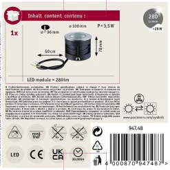 Best Paulmann Encastré de sol LED Vanea résistant à l'eau de mer IP67 rond 100mm 3000K 3,5W 160lm 230V 93 Alu Aluminium