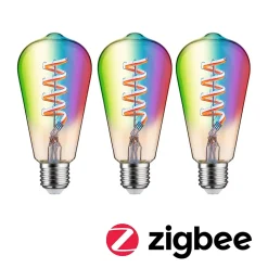 Best Paulmann Filament 230 V Smart Home Zigbee 3.0 Ampoules LED ST64 E27 3x470lm 3x6,3W RGBW+ gradable Doré