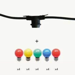3M France Guirlande Lumineuse Extérieure<Guirlande guinguette Festival E27 - 10m prolongeable - Chromex