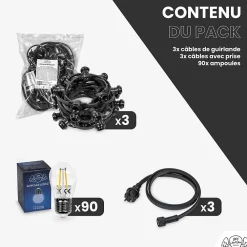 Clearance Skylantern Guirlande Guinguette 30M Filament LED 90 Bulbes