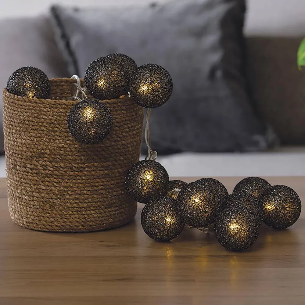 Atmosphera Créateur D'Intérieur Guirlande Lumineuse Intérieure<Guirlande LED 20 boules - noir L435 cm - Atmosphera