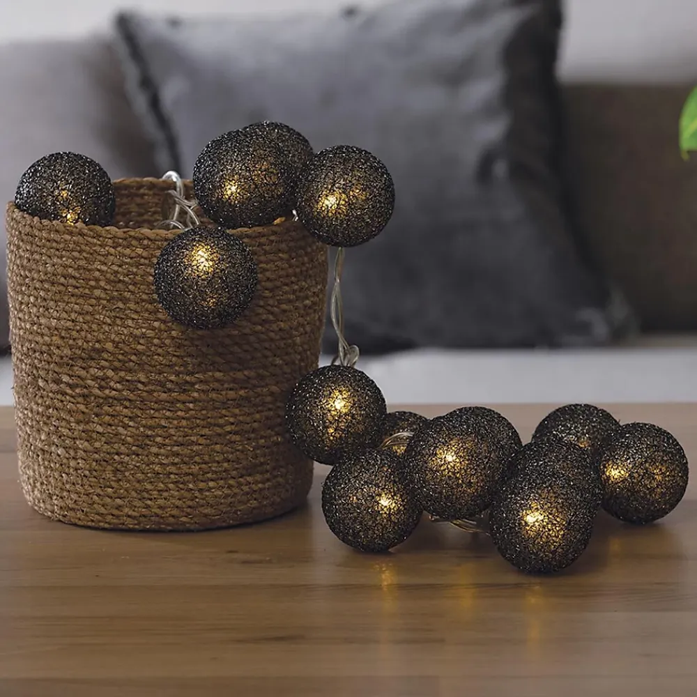 Atmosphera Créateur D'Intérieur Guirlande Lumineuse Intérieure<Guirlande LED 20 boules - noir L435 cm - Atmosphera