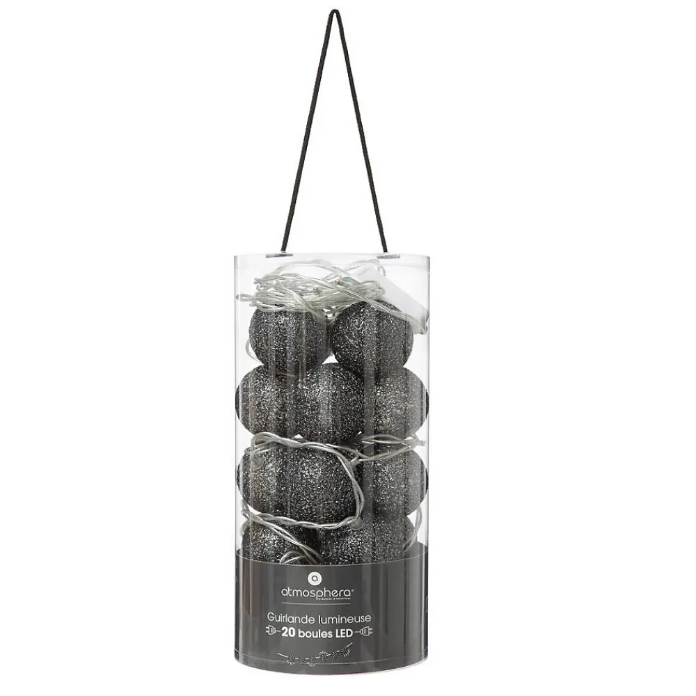 Atmosphera Créateur D'Intérieur Guirlande Lumineuse Intérieure<Guirlande LED 20 boules - noir L435 cm - Atmosphera