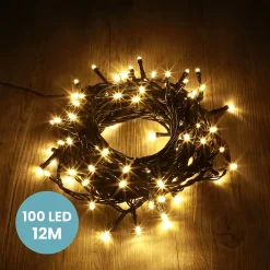 Best Skylantern Guirlande Lumineuse 12m Câble Noir 100 Leds Blanc chaud