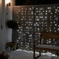 New Guirlande lumineuse rideaux intérieur et extérieur 240 LED blanc glacé IP20 et IP44 3.6W L.13.5m câble transparent