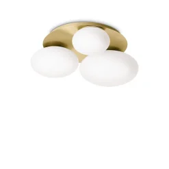 Best Ideal Lux NINFEA Plafonnier rond à 3 lumières DecoratiGlass Laiton