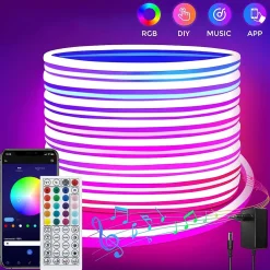Discount LED7 Kit de Néon flexible LED RGB 5m, DC 12V, APP/Télécommande, Plusieurs modes, IP65 étanche