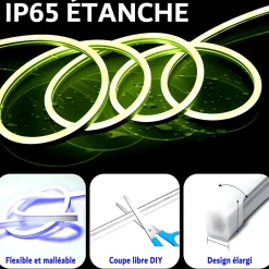 Discount LED7 Kit de Néon flexible LED RGB 5m, DC 12V, APP/Télécommande, Plusieurs modes, IP65 étanche