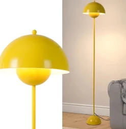 Alpinaluz Lampadaire Intérieur<Lampadaire au Design Nordique Jaune avec Base Parabolique, Douille E27 pour Salon, Salle à Manger et Chambre