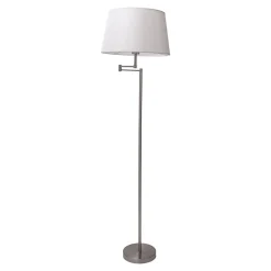 Best Näve Lampadaire 'BOLOGNA' hauteur 158 cm en métal en nickel satiné, abat-jour textile beige, E27