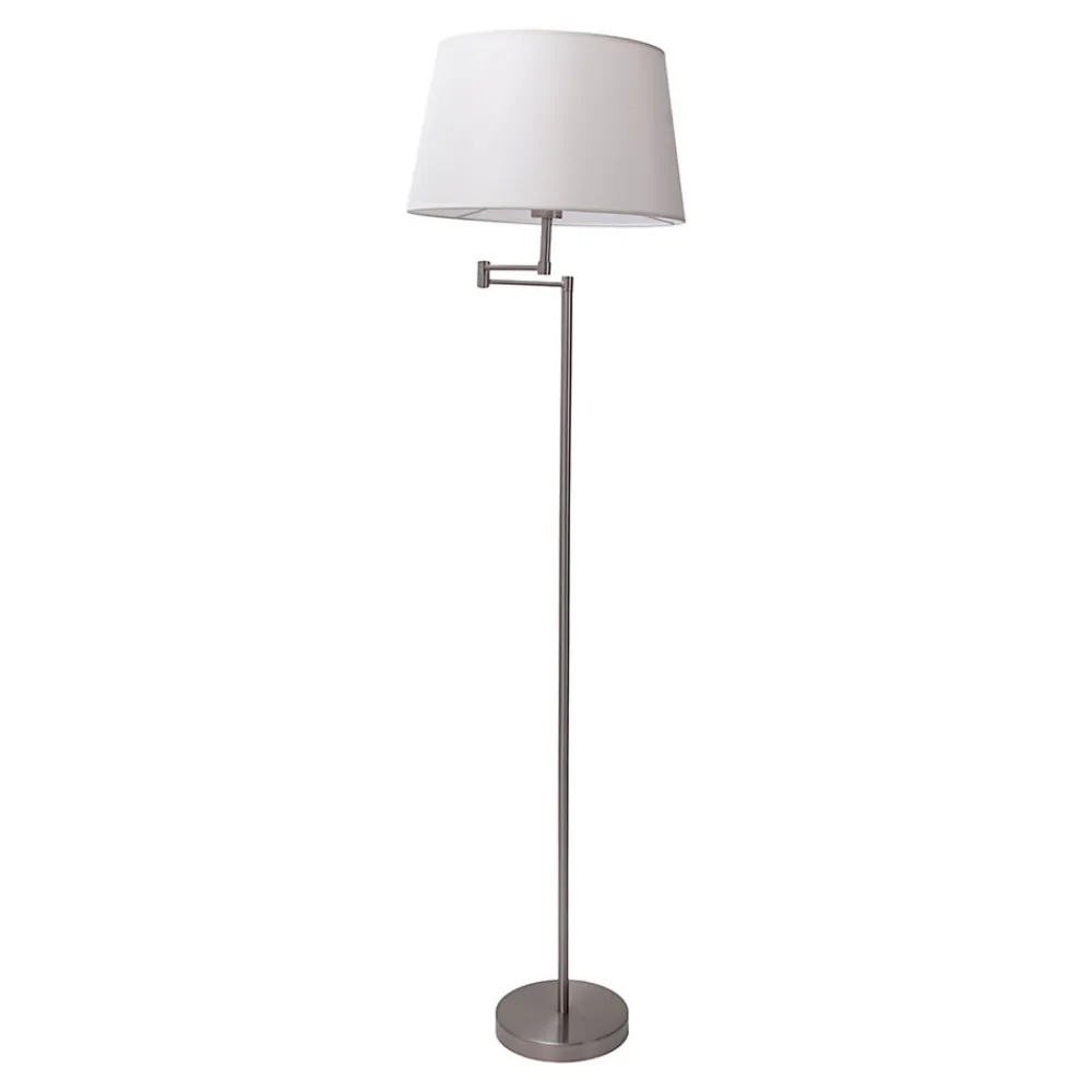 Best Näve Lampadaire 'BOLOGNA' hauteur 158 cm en métal en nickel satiné, abat-jour textile beige, E27