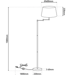 Best Näve Lampadaire 'BOLOGNA' hauteur 158 cm en métal en nickel satiné, abat-jour textile beige, E27