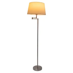 Best Näve Lampadaire 'BOLOGNA' hauteur 158 cm en métal en nickel satiné, abat-jour textile beige, E27