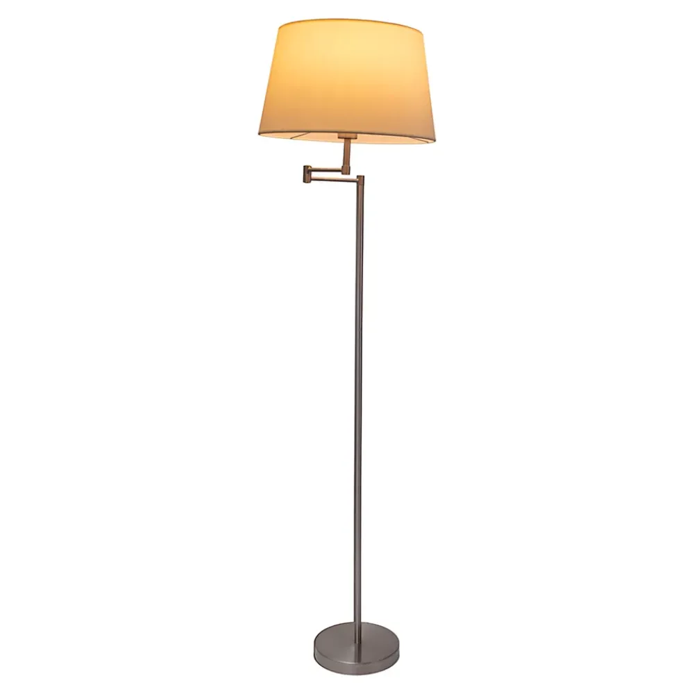 Best Näve Lampadaire 'BOLOGNA' hauteur 158 cm en métal en nickel satiné, abat-jour textile beige, E27