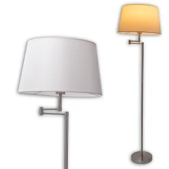 Best Näve Lampadaire 'BOLOGNA' hauteur 158 cm en métal en nickel satiné, abat-jour textile beige, E27