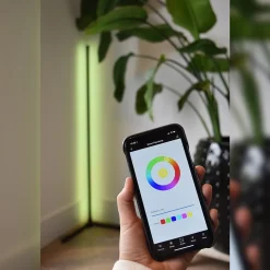 Hot CALEX Lampadaire d'angle LED intégrée noir mat blanc chaud et multicolore 500lm dimmable