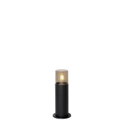 Sale Qazqa Lampadaire d'extérieur noir avec abat-jour fumé 30 cm IP44 - Odense