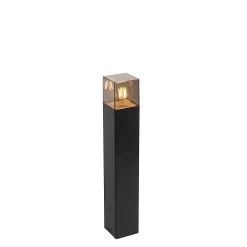 Best Qazqa Lampadaire d'extérieur noir 50 cm IP44 avec verre fumé - Danemark