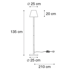 Clearance Qazqa Lampadaire d'extérieur noir avec abat-jour blanc IP65 25 cm - Virginia