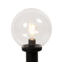 Best Qazqa Lampadaire d'extérieur noir avec globe transparent 50 cm IP44 - Sfera