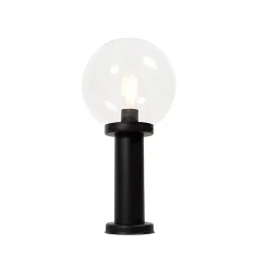 Best Qazqa Lampadaire d'extérieur noir avec globe transparent 50 cm IP44 - Sfera