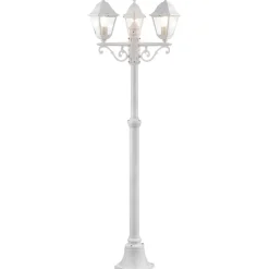 Discount Brilliant Lampadaire extérieur NISSIE blanc métal/verre 3xE27 60W