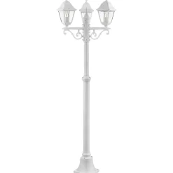 Discount Brilliant Lampadaire extérieur NISSIE blanc métal/verre 3xE27 60W
