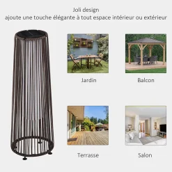 Sale Outsunny Lampadaire LED de jardin style colonial dia. 21,5 x 61H cm résine tressée filaire