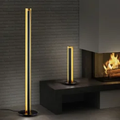 Best Trio Lampadaire Led 15W 3000K noir & or avec variateur - - Texel