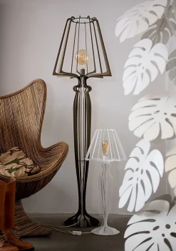 Arti & Mestieri Lampadaire Intérieur<Lampadaire Minerva d38x166 cm en fer de style réticulé avec interrupteur au pied Connexion E27 Fabriqué en Italie Noir