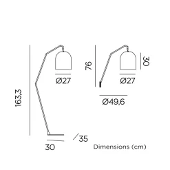 Best New Garden Lampadaire Santorini IP54 9W 900lm blanc l.52,3 x H.165 cm