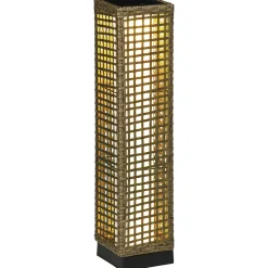 Clearance Outsunny Lampadaire solaire LED style exotique H.69 cm résine tressée aspect rotin naturel