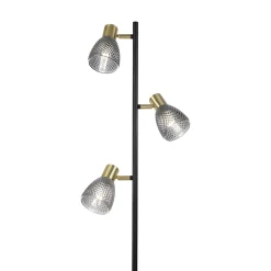 Best Näve Lampadaire trois spots LINDITA 154 cm metal verre noir style retro hauteur 154 cm D: 23 cm douille E14 interrupteur a cordon