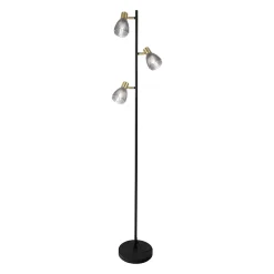 Best Näve Lampadaire trois spots LINDITA 154 cm metal verre noir style retro hauteur 154 cm D: 23 cm douille E14 interrupteur a cordon