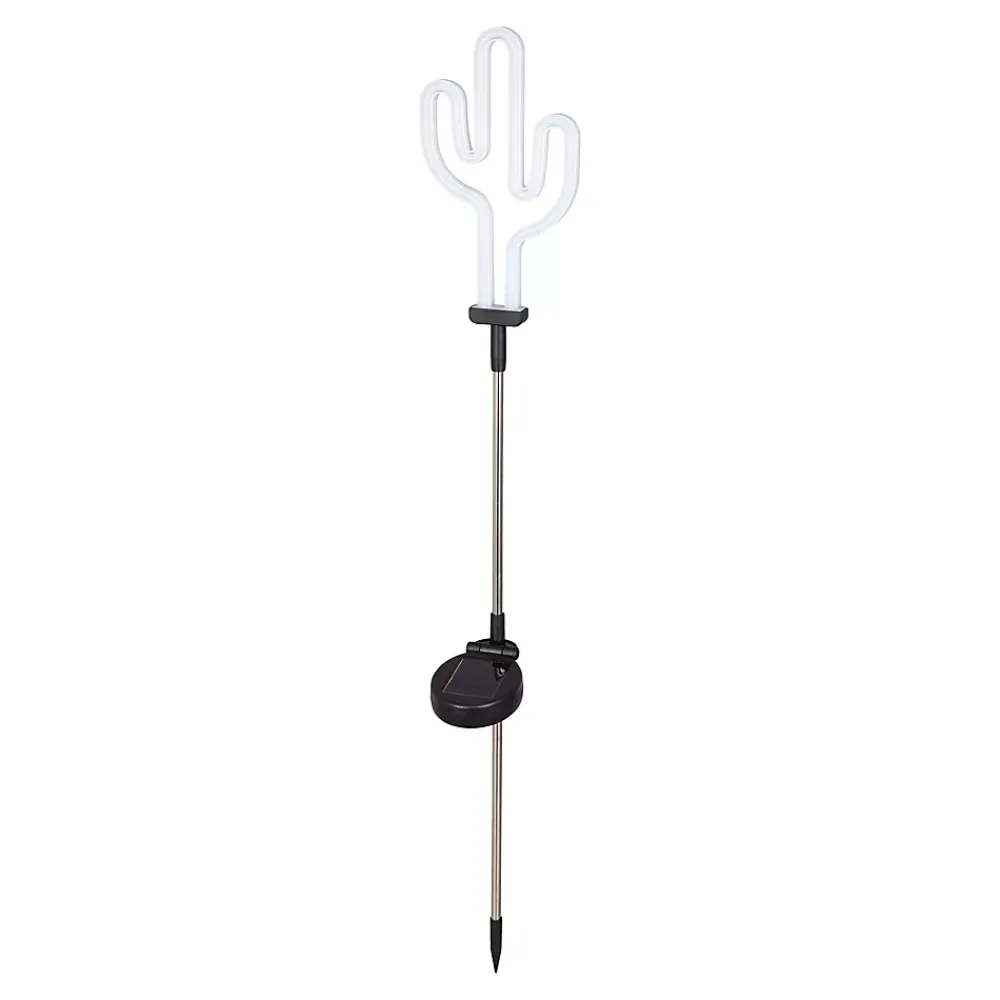 Clearance Lampe à piquer extérieur LED à énergie solaire IP44 0.3 W H.88,5 x l.13cm blanc et noir